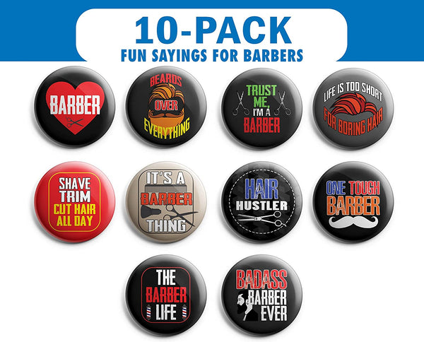 I am a Barber Pinback Buttons (1-Set X 10 Buttons)