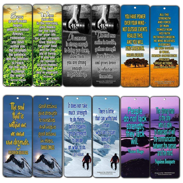 Creanoso Inspirational Stay Strong Quotes Bookmarks (60-Pack) - Positive Affirmation Sayings Cards