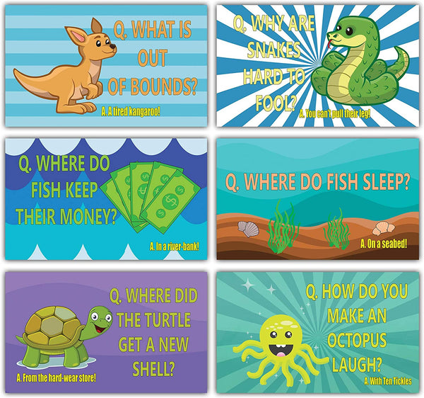 Sea and Land Creatures Lunch Box Note Cards (60-Pack) Ã¢â‚¬â€œ Cool and Funny Jokes Cards - Assorted Language Cards Gift Set for Kids, Teens, Boys & Girls Ã¢â‚¬â€œ Unique School Classroom Rewards Incentives
