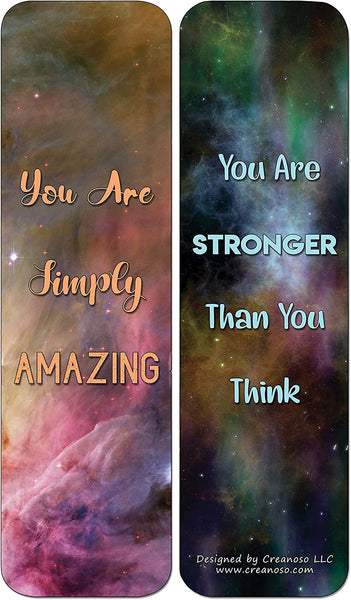 Creanoso Galaxy Motivational Bookmarks Cards Series 3 (60-Pack) - Premium Quality Gift Ideas for Children, Teens, & Adults for All Occasions - Stocking Stuffers Party Favor & Giveaways