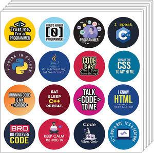 Programming Language Stickers (10 Sets X 16 Designs)