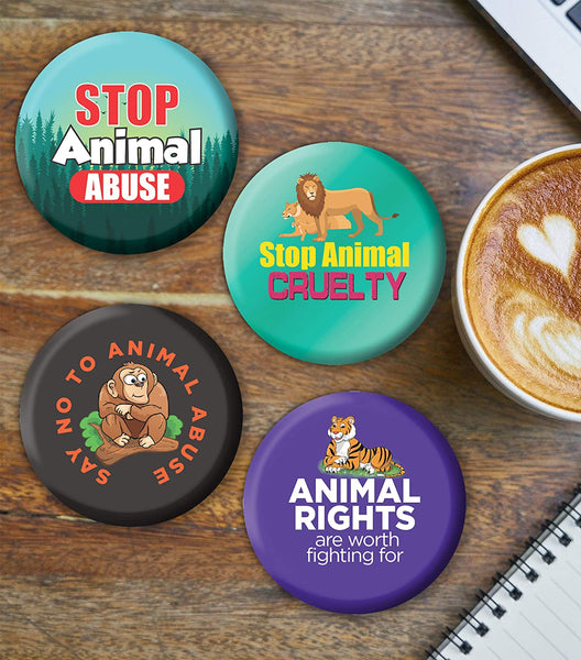Stop Animal Abuse Pinback Buttons (10 Pack)