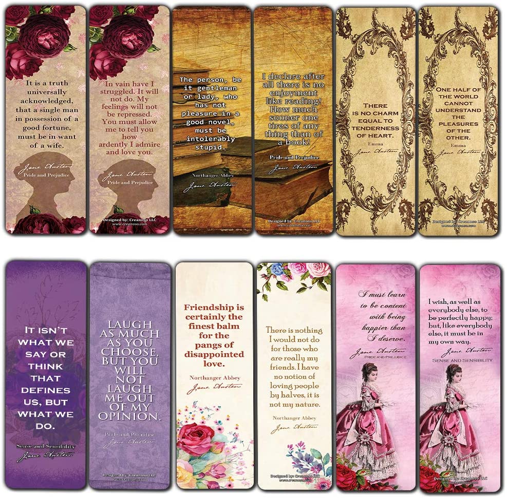 Reading Gifts for Women (30-Pack) - Bookmark Cards Jane Austen Mr Darcy Elizabeth Bennet Bookclub Reader Stocking Stuffers - Floral Flowers Romantic Party Favors