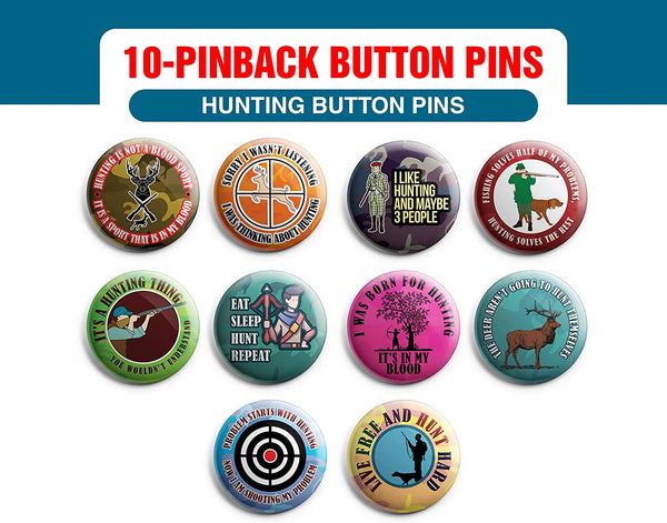 Hunting Button Pins (1-Set X 10 Buttons)