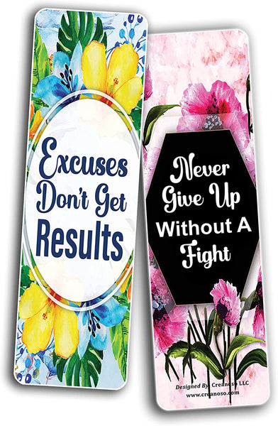 Creanoso Inspirational Quotes with Flowers Bookmarks (2-Sets X 6 Cards) â€“ Daily Inspirational Card Set â€“ Interesting Book Page Clippers â€“ Great Gifts for Kids and Teens