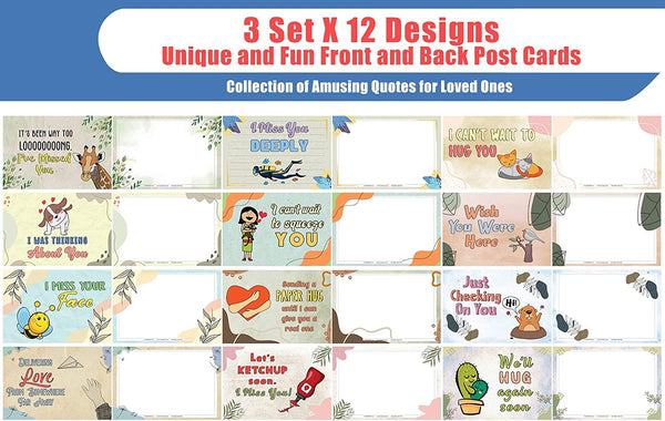 I miss you Postcards (3 Set X 12 Designs)