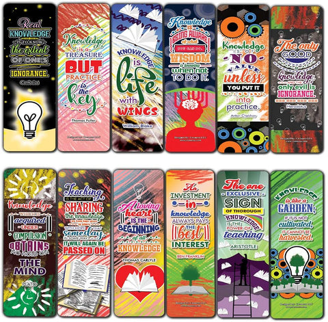 Knowledge Quotes Bookmarks (30-Pack)-Stocking Stuffers Premium Quality Gift Ideas for Children, Teens, Adults - Corporate Giveaways & Party Favors