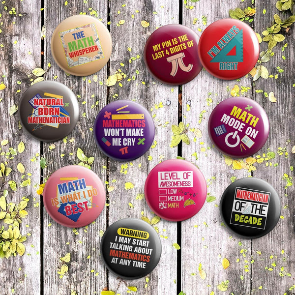 Creanoso I am a Mathematician Pinback Buttons (1 Set x 10 Buttons) - Stocking Stuffers Premium Quality Gift Ideas for Children, Teens, & Adults - Corporate Giveaways & Party Favors