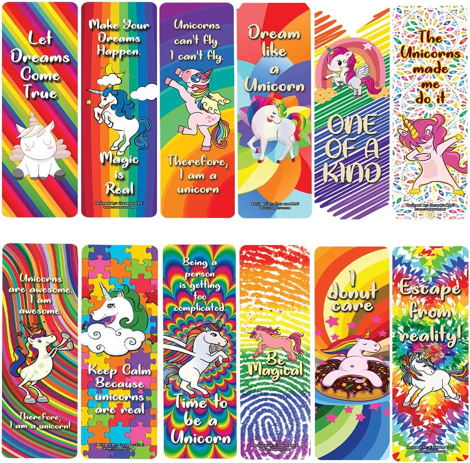 Unicorn and Rainbow Bookmarks (10-Sets X 6 Cards)