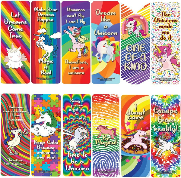 Unicorn and Rainbow Bookmarks (10-Sets X 6 Cards)