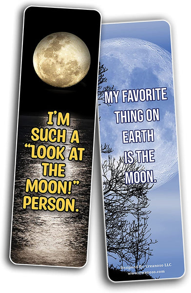 Creanoso Moon Photo Bookmarks (2-Sets X 6 Cards) â€“ Daily Inspirational Card Set â€“ Interesting Book Page Clippers â€“ Great Gifts for Adults and Teens
