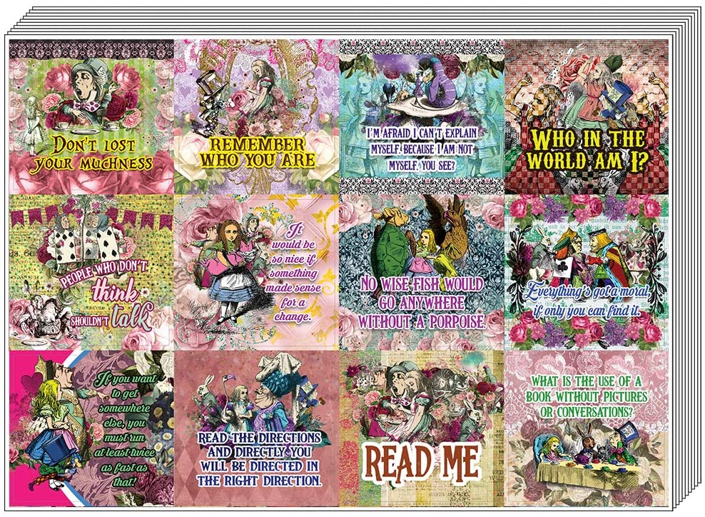 Creanoso Anne of Green Gables Stickers (5-Sheet) â€“ Total 60 pcs (5 X 12pcs) Individual Small Size 2.1" x 2", Unique Personalized Themes Designs, Flat Surface DIY Decoration Art Decal for Children