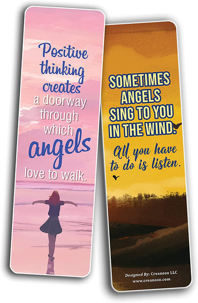 Creanoso Angel Quotes Bookmarks (10-Sets X 6 Cards) â€“ Daily Inspirational Card Set â€“ Interesting Book Page Clippers â€“ Great Gifts for Adults and Teens