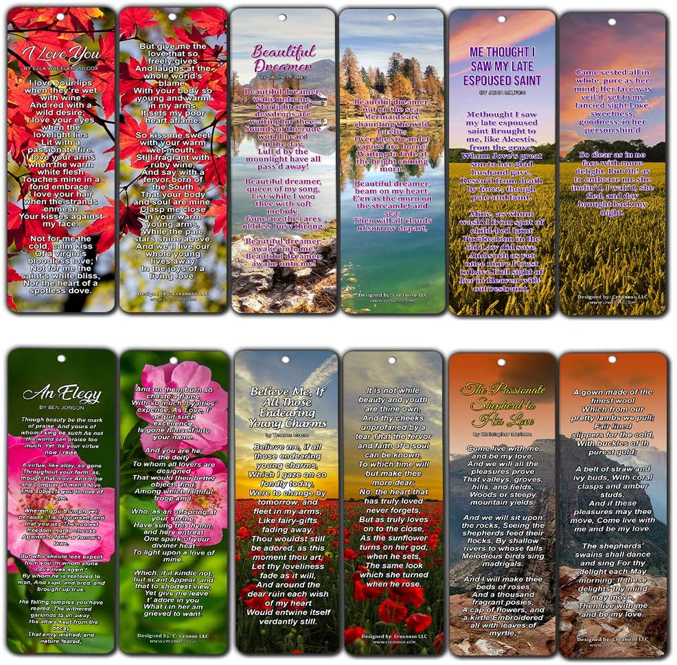 Famous Classical Short Poems Bookmarks Series 1 - Love (30Pack)
