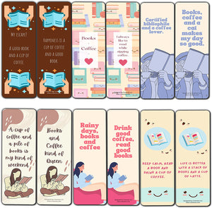 Creanoso Books and Coffee Lovers Bookmarks (5-Sets X 6 Cards) â€“ Daily Inspirational Card Set â€“ Interesting Book Page Clippers â€“ Great Gifts for Adults and Teens