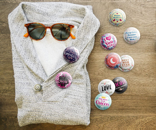 Happy Mothers Day Pinback Button Pins (1-Set X 10 Buttons)
