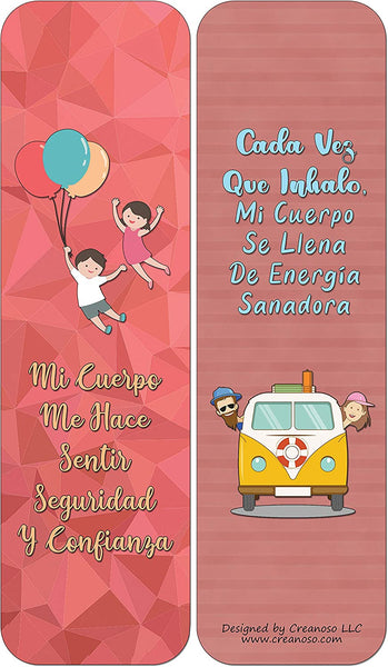 Creanoso Spanish Afirmaciones Positivas Bookmarks Cards Series 3 (12-Pack)- Positividad Corporal