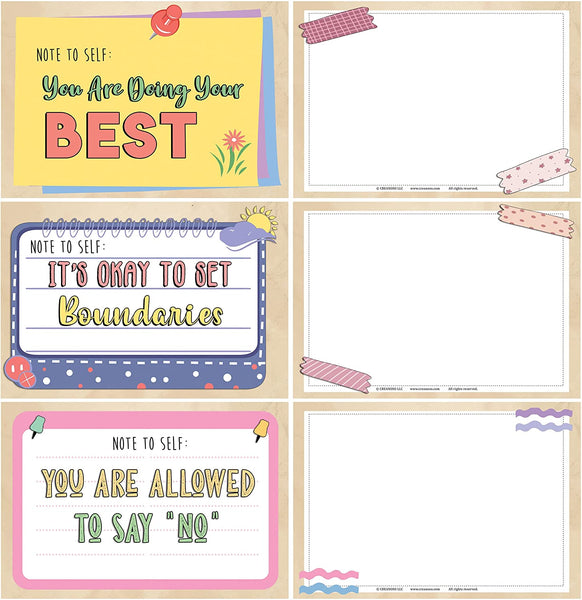 Creanoso Note to Self - Self Care Postcards (1 Set X 12 Designs) - Unique Cool Giveaways for Kids, Adults, Boys,Girls,Womenâ€“ Great Greeting Cards Collection Set