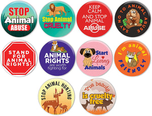 Stop Animal Abuse Pinback Buttons (10 Pack)