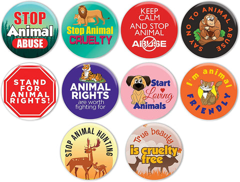 Stop Animal Abuse Pinback Buttons (10 Pack)