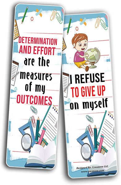 Creanoso Growth Mindset Bookmarks (10-Sets X 6 Cards) â€“ Daily Inspirational Card Set â€“ Interesting Book Page Clippers â€“ Great Gifts for Children and Teens