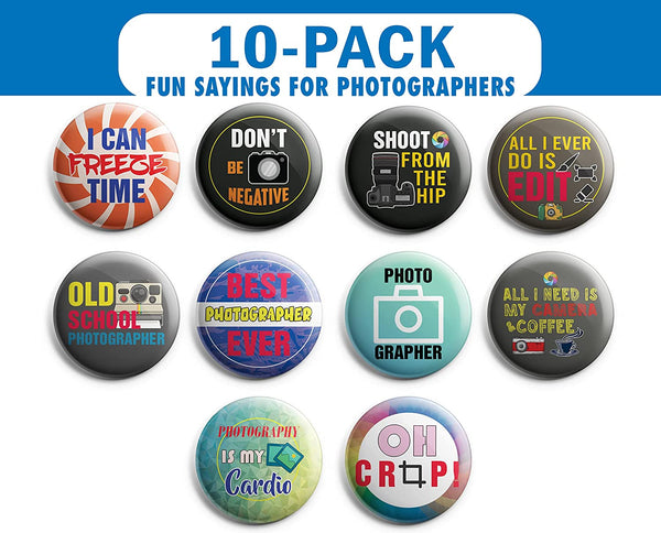 I am a Photographer Pinback Buttons (1-Set X 10 Buttons)