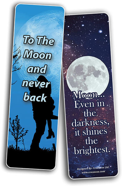 Creanoso Moon Photo Bookmarks (2-Sets X 6 Cards) â€“ Daily Inspirational Card Set â€“ Interesting Book Page Clippers â€“ Great Gifts for Adults and Teens