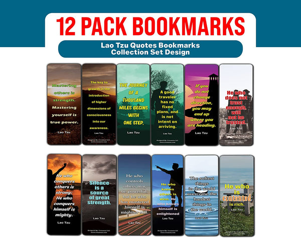 Lao Tzu Qoutes Bookmarks (2 Sets x 6 Cards)