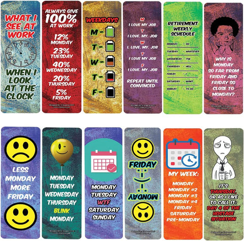 Funny work week Bookmarks (2-Sets X 6 Cards)