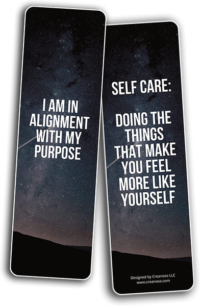 Creanoso Self-Love and Care Bookmarks Series 1 (5-Sets X 6 Cards) â€“ Daily Inspirational Card Set â€“ Interesting Book Page Clippers â€“ Great Gifts for Adults and Teens
