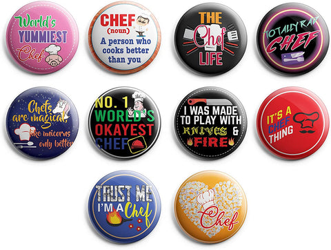 I am a Chef Pinback Buttons (1-Set X 10 Buttons)