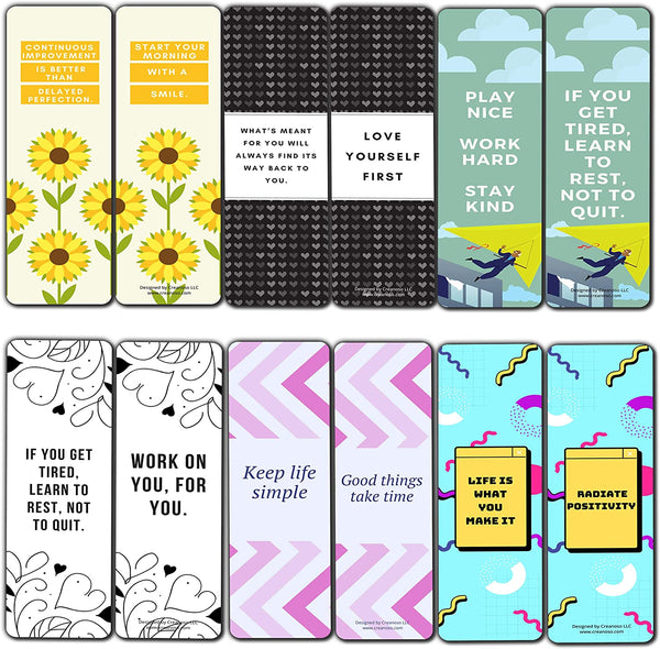 Creanoso Cute Inspirational Bookmarks Series 1 (10-Sets X 6 Cards) â€“ Daily Inspirational Card Set â€“ Interesting Book Page Clippers â€“ Great Gifts for Adults and Teens