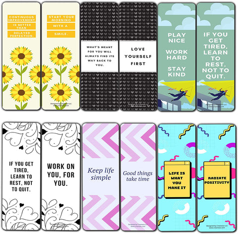 Creanoso Cute Inspirational Bookmarks Series 1 (10-Sets X 6 Cards) â€“ Daily Inspirational Card Set â€“ Interesting Book Page Clippers â€“ Great Gifts for Adults and Teens
