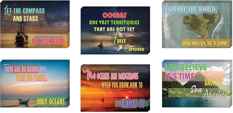 Creanoso Inspirational Sayings Sea Travel Postcards (30-Pack) - Great Premium Greeting Card Giveaways for Travelers â€“ Card Stock for Tourists, Adult Men & Women, Teens - Assorted Set Collection