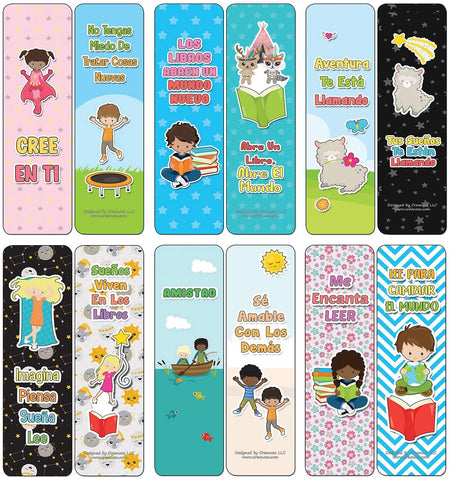 Creanoso Spanish Cute Bookmarks for Books (60-Pack) - Premium Quality Gift Ideas for Children, Teens, & Adults for All Occasions - Stocking Stuffers Party Favor & Giveaways