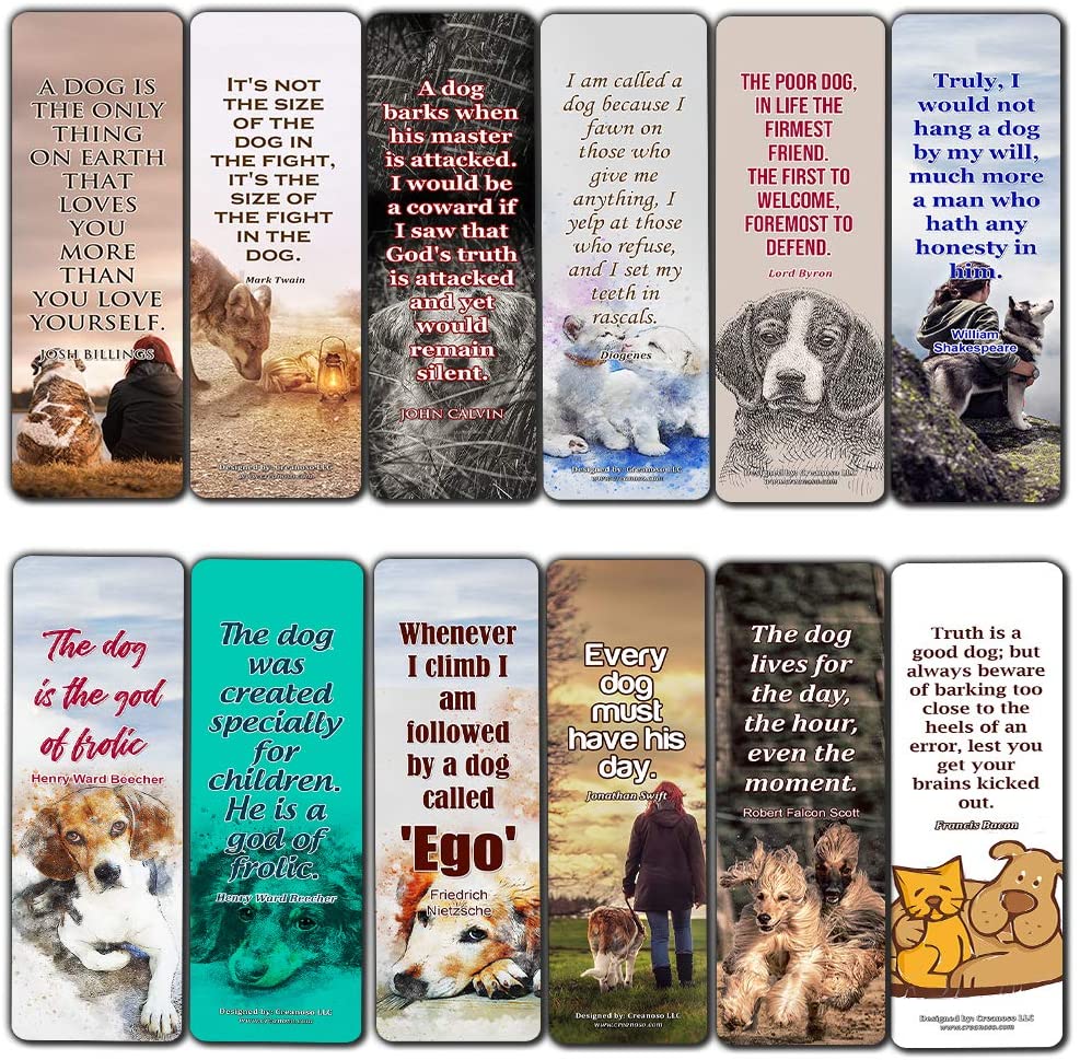 Creanoso Inspirational Dog Quotes Bookmarks (30-Pack) Ã¢â‚¬â€œ Stocking Stuffers Gift for Men & Women, Teens - Rewards Gifts Ã¢â‚¬â€œ Awesome Bookmark Collection for Dog Lovers Ã¢â‚¬â€œ Bulk Set Pack
