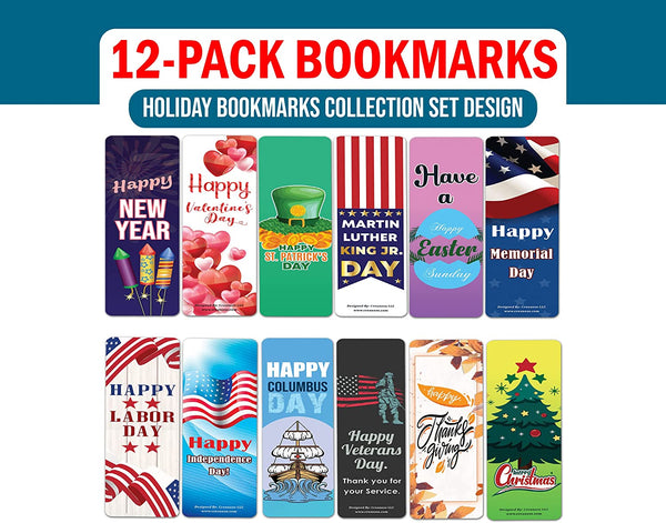 Creanoso Holiday Bookmarks (2-Sets X 6 Cards) â€“ Daily Inspirational Card Set â€“ Interesting Book Page Clippers â€“ Great Gifts for Adults and Teens