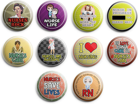 Nurses Rocks Pinback Button Pins (10-Pack) - Large 2.25" Frontliner Nurse, Doctor, Medical Designs Pins Badge