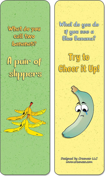 Creanoso Banana Jokes Bookmarks (60-Pack) - Perfect Gift Idea for Birthdays, Graduation, Christmas, & Weddings - Stocking Stuffers and Classroom Rewards Incentives