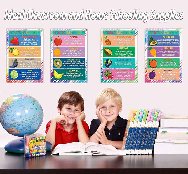 Creanoso Educational Fruits and Vegetables Learning Posters for Kids (6-Pack) - Home Schooling Tool