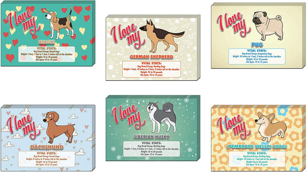 Creanoso Colorful I Love My Dog Postcards (30-Pack) â€“ German Shephard, Siberian Husky, Beagle, Pug, Dachshund, Corgi with Vital Stats â€“ 6 Greeting Cards Designs - Premium Greeting Cards Set