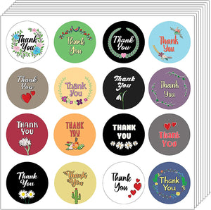Thank You Stickers (10-Sheet) - 1.5 Round 16 Designs - for Birthdays, Weddings, Giveaways, Bridal Showers and Perfect for Small Business Owner - for Gifts Bags,Envelopes,Bubble mailers& Bags