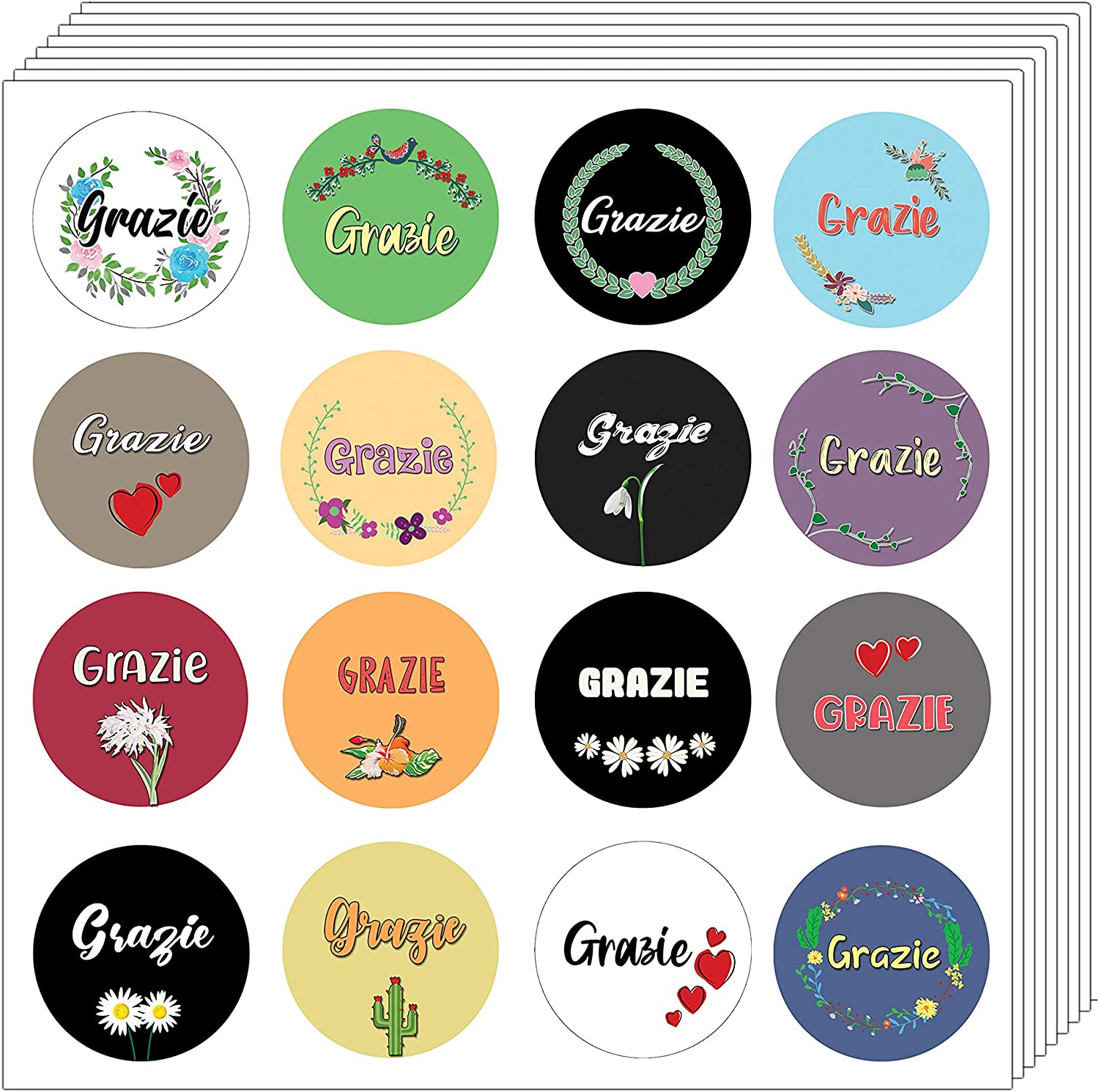 Creanoso Grazie Stickers (20-Sheet) - Premium Quality Gift Ideas for Children, Teens, & Adults -Stocking Stuffers Party Favor & Giveaways