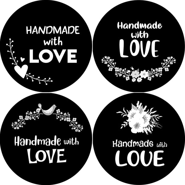 Creanoso Handmade with Love Stickers - Black and White (10-Sheet) - Stocking Stuffers for Adults and Children - Home and School Supplies Teacher Classroom Incentives Gift