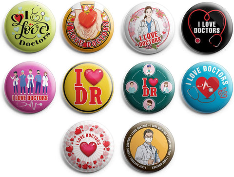 I love doctor Pinback Buttons (10 Pack) - Large 2.25" Boys and Girls Cute Designs Button pins