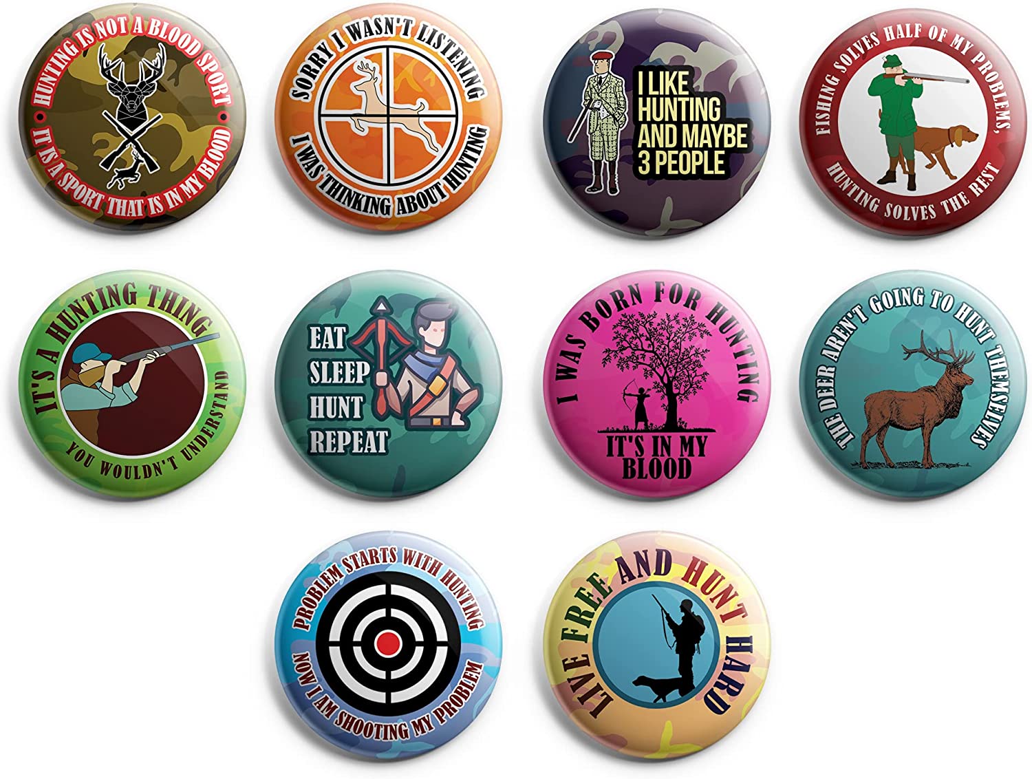 Hunting Button Pins (1-Set X 10 Buttons)