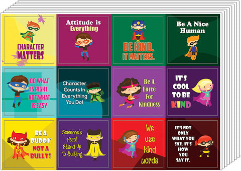 Creanoso Character Matters Stickers (10-Sheet) â€“ Total 120 pcs (10 X 12pcs) Individual Small Size 2.1 x 2. Inches , Waterproof, Unique Personalized Themes Designs, Any Flat Surface DIY Decoration Art Decal for Boys & Girls, Children, Teens