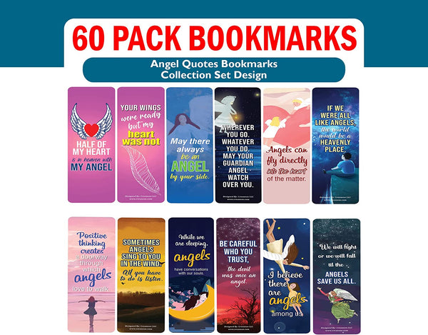 Creanoso Angel Quotes Bookmarks (10-Sets X 6 Cards) â€“ Daily Inspirational Card Set â€“ Interesting Book Page Clippers â€“ Great Gifts for Adults and Teens