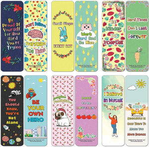 Creanoso Confidence Positive Motivational Bookmarks (30-Pack) - Assorted Designs for Children - Classroom Reward Incentives for Students - Stocking Stuffers Party Favors & Giveaways for Teens & Adults