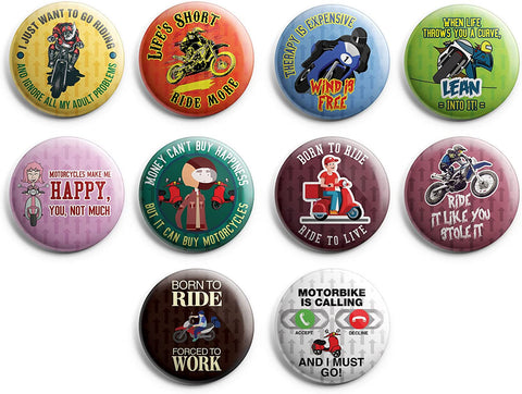 I just want to Ride Button Pins 1-Set X 10 Buttons)